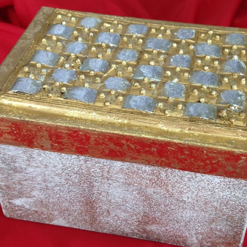 Decorative Gold & Silver Paper Mache Box